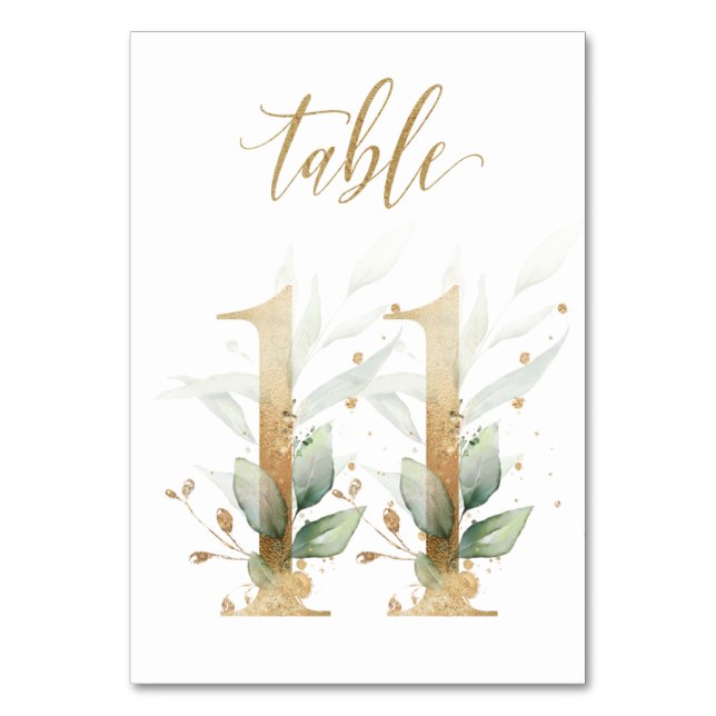 Green & gold foliage, Table 11, Table Number (Front)
