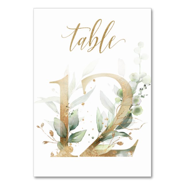 Green & gold foliage, Table 12, Table Number (Front)