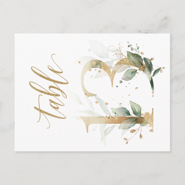 Green & gold foliage, Table 13, Table Number Postcard (Front)