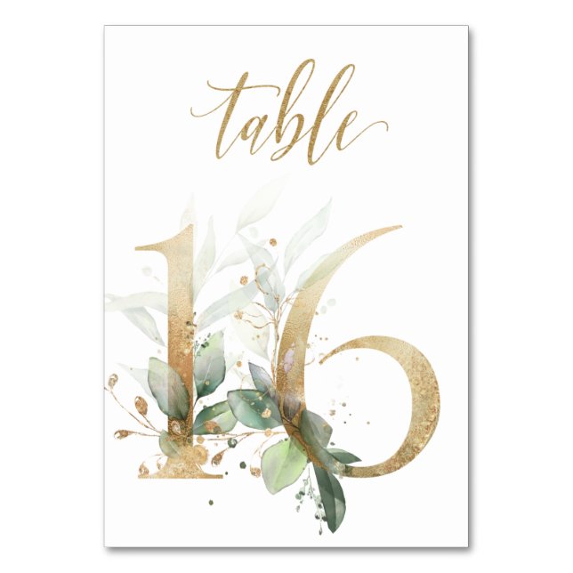 Green & gold foliage, Table 16, Table Number (Front)