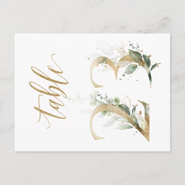 Green & gold foliage, Table 23, Table Number Postcard (Front)
