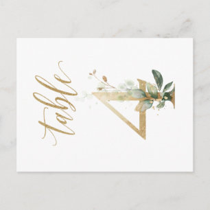 Green & gold foliage, Table 4, Table Number Postcard