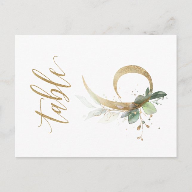Green & gold foliage, Table 6, Table Number Postcard (Front)