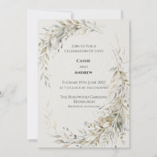 Green Gold Foliage Wedding Invitation