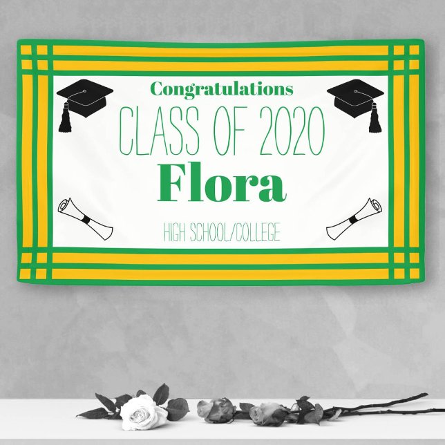 Green Gold Geometric Graduation Party Banner (Creator Uploaded)