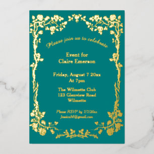 Green & Gold Gilded Rose Art Nouveau 