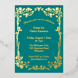 Green & Gold Gilded Rose Art Nouveau 