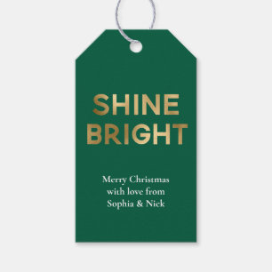 Green Gold Glam Shine Bright Christmas Gift Tags