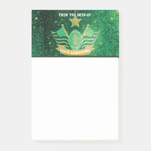 Green Gold Glitter American Football Coach Fathers Post-it Notes