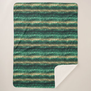 Green Gold Glitter Christmas Sherpa Blanket
