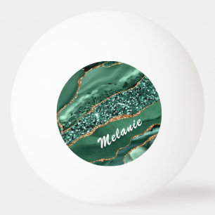 Green Gold Glitter Custom Name Ping Pong Ball