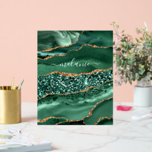 Green Gold Glitter Marble Custom Name Acrylic Sign