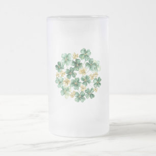 Green Gold Glitter Shamrocks St. Patrick's Day   Frosted Glass Beer Mug
