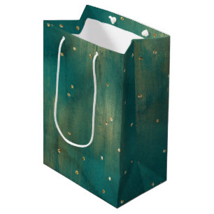 Green Gold Glitter Sparkle Christmas Medium Gift Bag