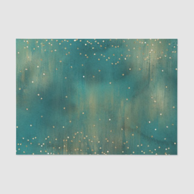 Green Gold Glitter Sparkle Christmas Tissue Paper (Front)