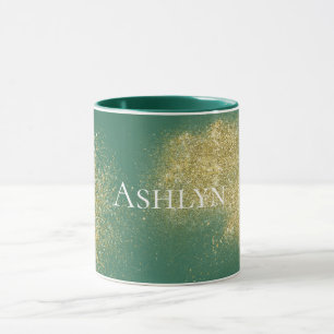 Green Gold Glitzy Glitter   Mug
