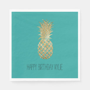Green Gold Glitzy Pineapple Napkin