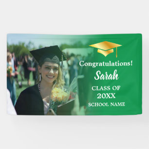 Green Gold Graduation Custom Photo Class Of 2025 Banner
