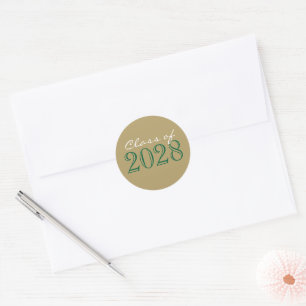 Green & Gold Graduation Envelope Seal Stickers