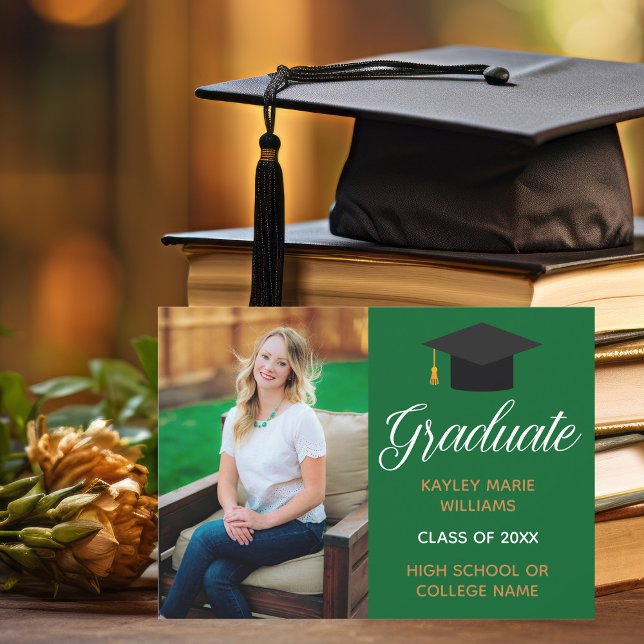 Green Gold Graduation Photo Class of 2024 Graduate Announcement (Creator Uploaded)