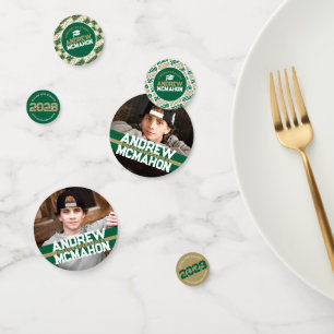 Green & Gold Graduation Photo Personalised Party Confetti
