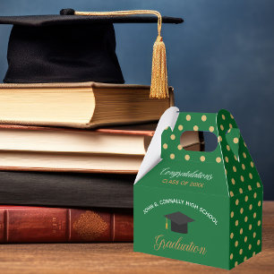 Green Gold Graduation Polka Dot Custom 2022 Party Favour Box