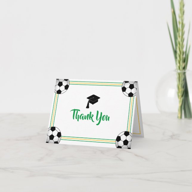 Green & Gold Graduation Thank You Card (Front)