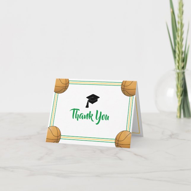 Green & Gold Graduation Thank You Card (Front)