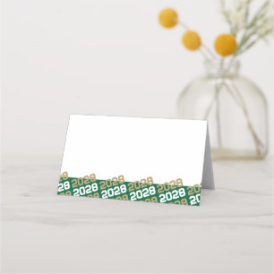Green & Gold Graduation Year Folding Food or Place Card