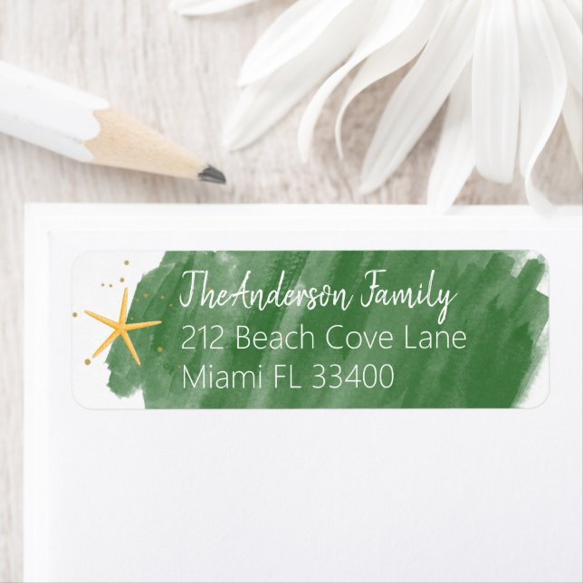 Green Gold Hand-Lettered Typography Address Label (Insitu)