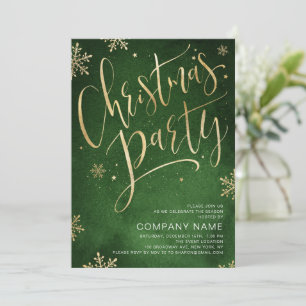 Green gold handwritten calligraphy Christmas Party Invitation