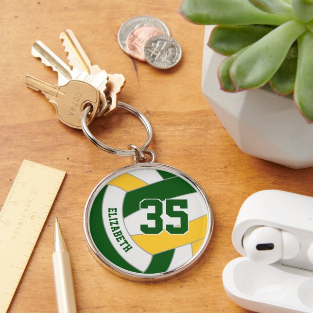 green gold her team colours custom volleyball key ring (Desk)