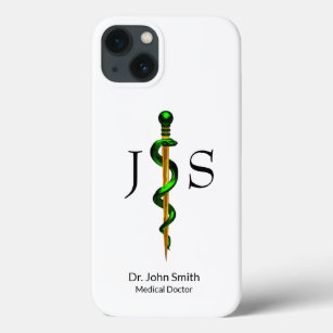 Green Gold Herbal Rod of Asclepius Medical Case-Mate iPhone Case