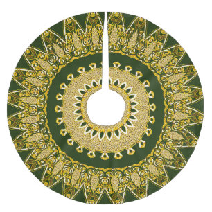 Green Gold  Holiday Christmas Brushed Polyester Tree Skirt