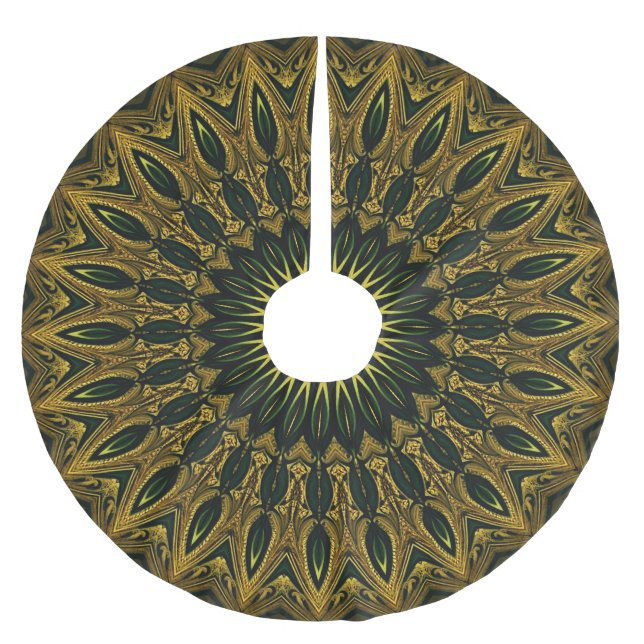 Green Gold Holiday Christmas Tree Skirt (Front)
