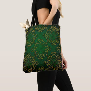 GREEN & GOLD IRISH CELTIC KNOTS TOTE BAG