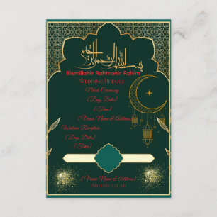 Green & Gold Islamic Enclosure Card
