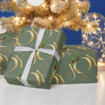 Green Gold Joy Typography Simple Elegant Christmas Wrapping Paper<br><div class="desc">Green Gold Joy Typography Simple Elegant Christmas Wrapping Paper. A customisable vintage inspired nostalgic Christmas card with Joy embossed in gold and decorated with holly and Christmas berries.</div>