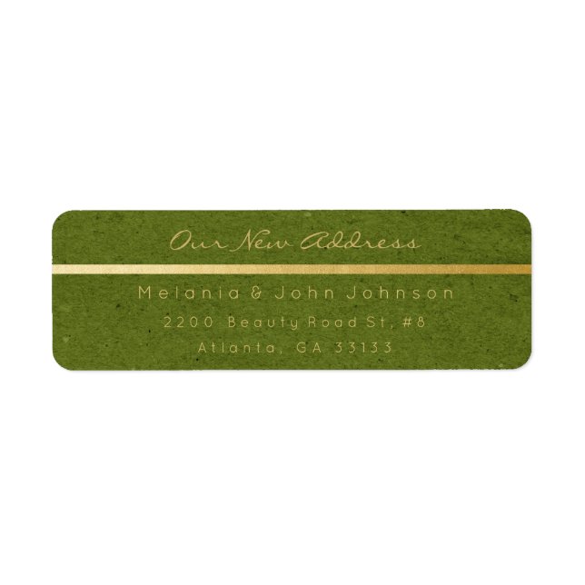 Green Gold Kraft Thank You  New Adress RSVP (Front)