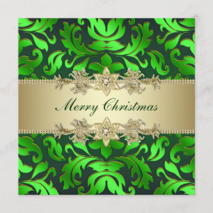 Green Gold Leaf Corporate Christmas Party Invitation
