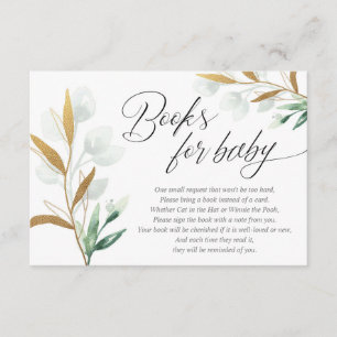 Green gold leaves gender neutral books for baby enclosure card
