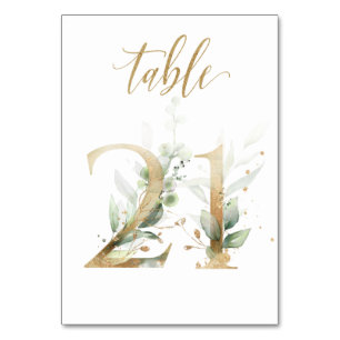 Green Gold Leaves Table 21, Table Number