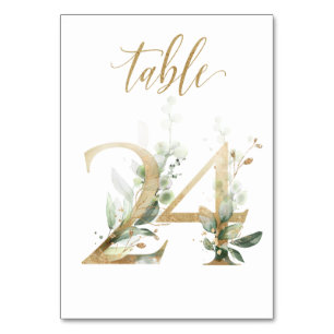 Green Gold Leaves Table 24, Table Number