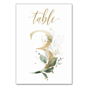 Green Gold Leaves Table 3, Table Number