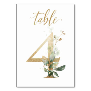 Green Gold Leaves Table 4, Table Number