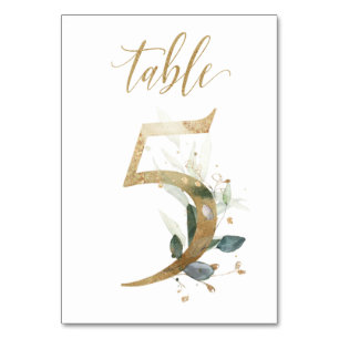Green Gold Leaves Table 5, Table Number