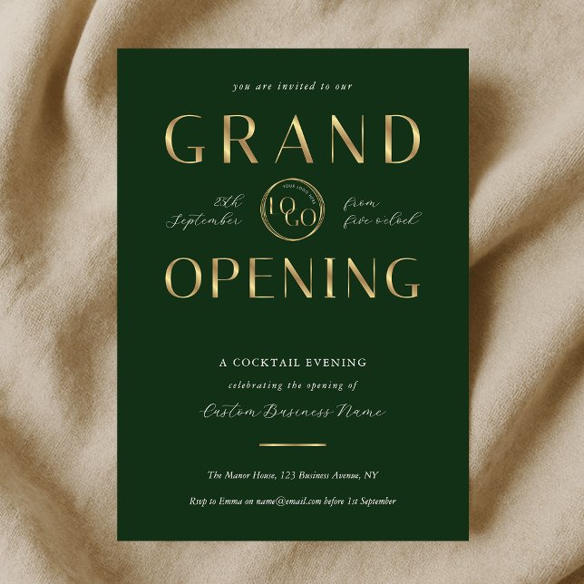 Green & Gold Logo Business Grand Opening Corporate Invitation (Creator Uploaded)