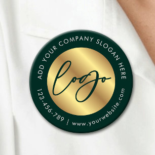Green & Gold Logo Corporate Business Promotional 6 Cm Round Badge