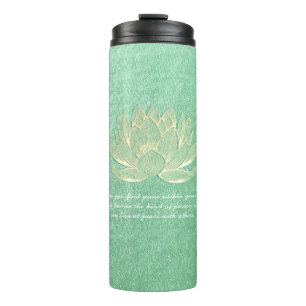 Green Gold Lotus Yoga Meditation Instructor Quotes Thermal Tumbler