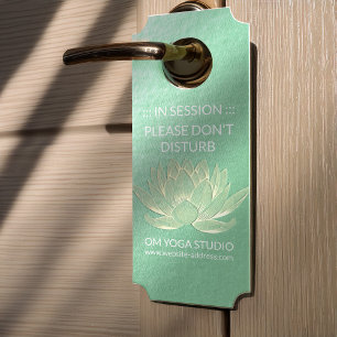 Green Gold Lotus Yoga Studio Meditation Instructor Door Hanger